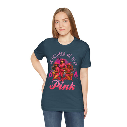 In October We Wear Pink Shirt – Western Cowgirl Breast Cancer Awareness Tee