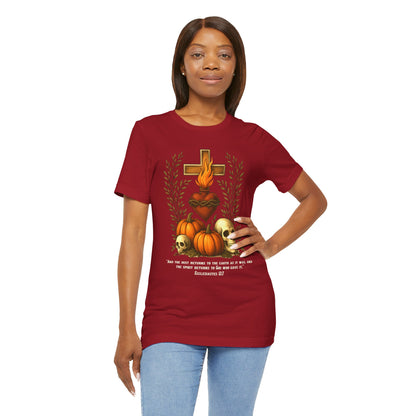 Sacred Heart Halloween Shirt – Jesus Skulls Pumpkins Christian Cross Tee