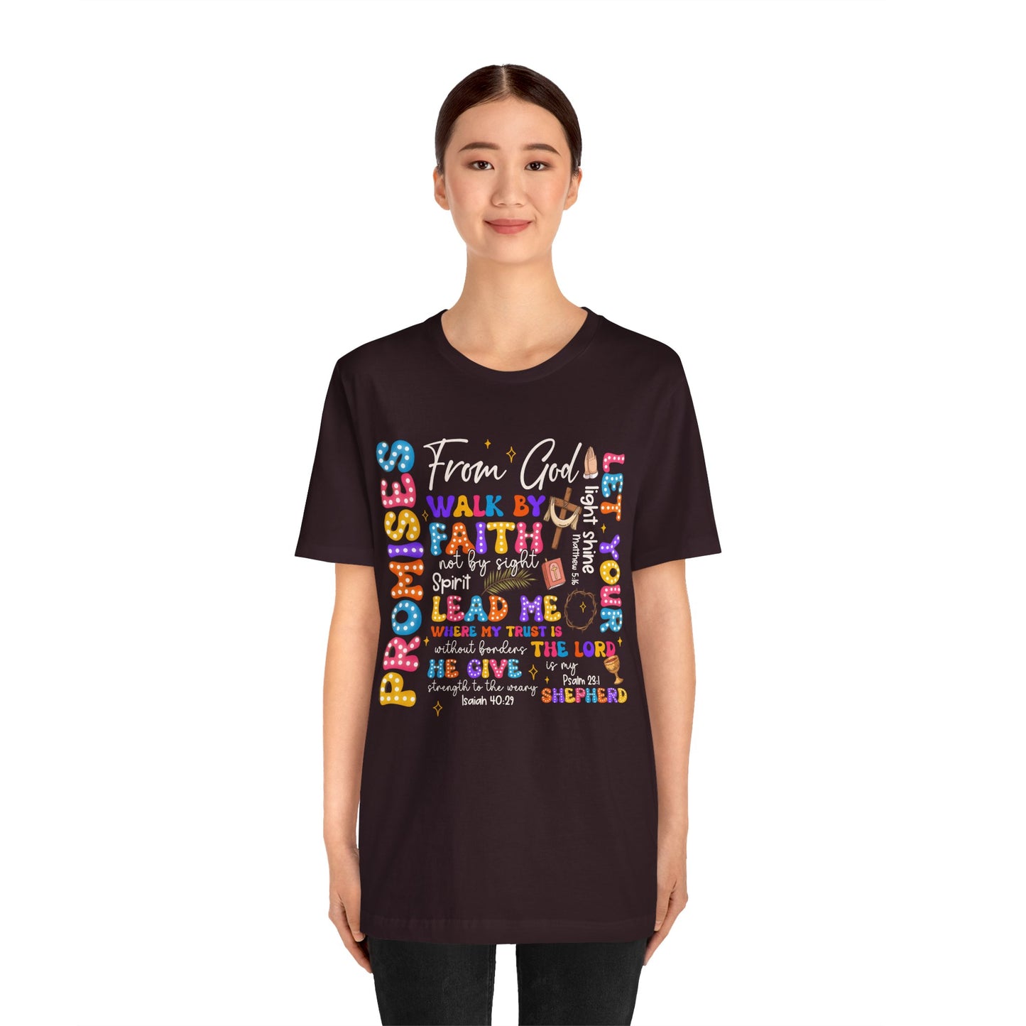 Walk by Faith Not by Sight Shirt – Christian 2 Corinthians 5:7 Groovy Scripture Tee