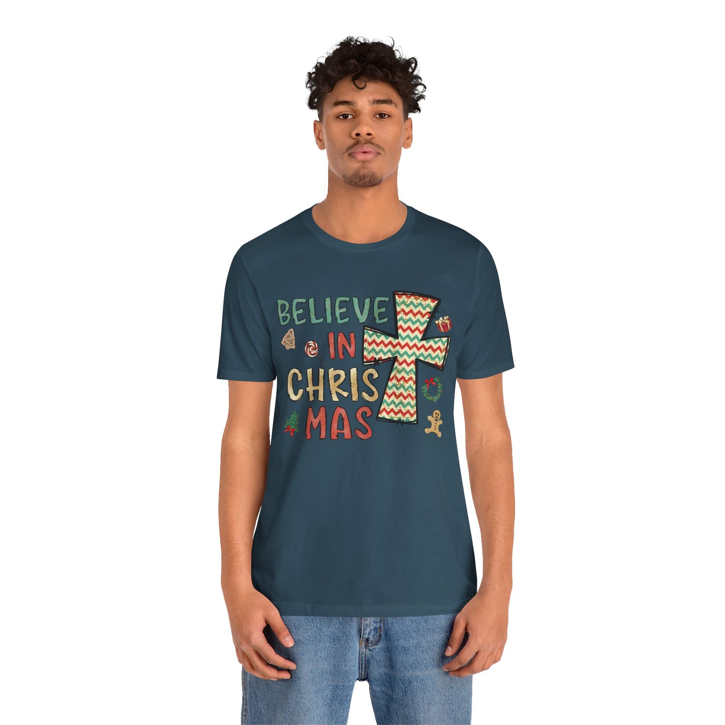 Believe in Christ-Mas Shirt – Retro Christian Jesus Vintage Holiday Faith Tee