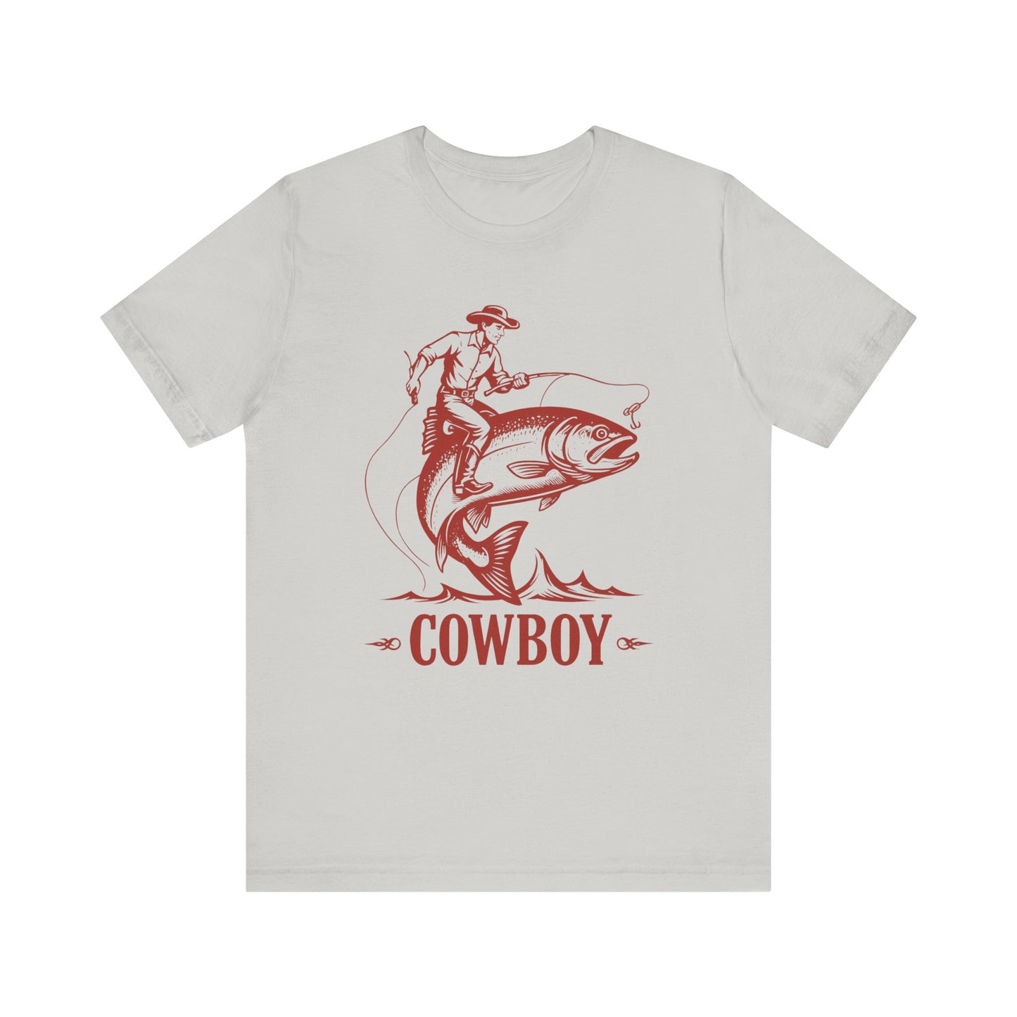 Cowboy Riding a Giant Fish Shirt – Vintage Western Fishing Rodeo Tee