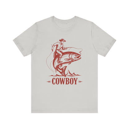 Cowboy Riding a Giant Fish Shirt – Vintage Western Fishing Rodeo Tee
