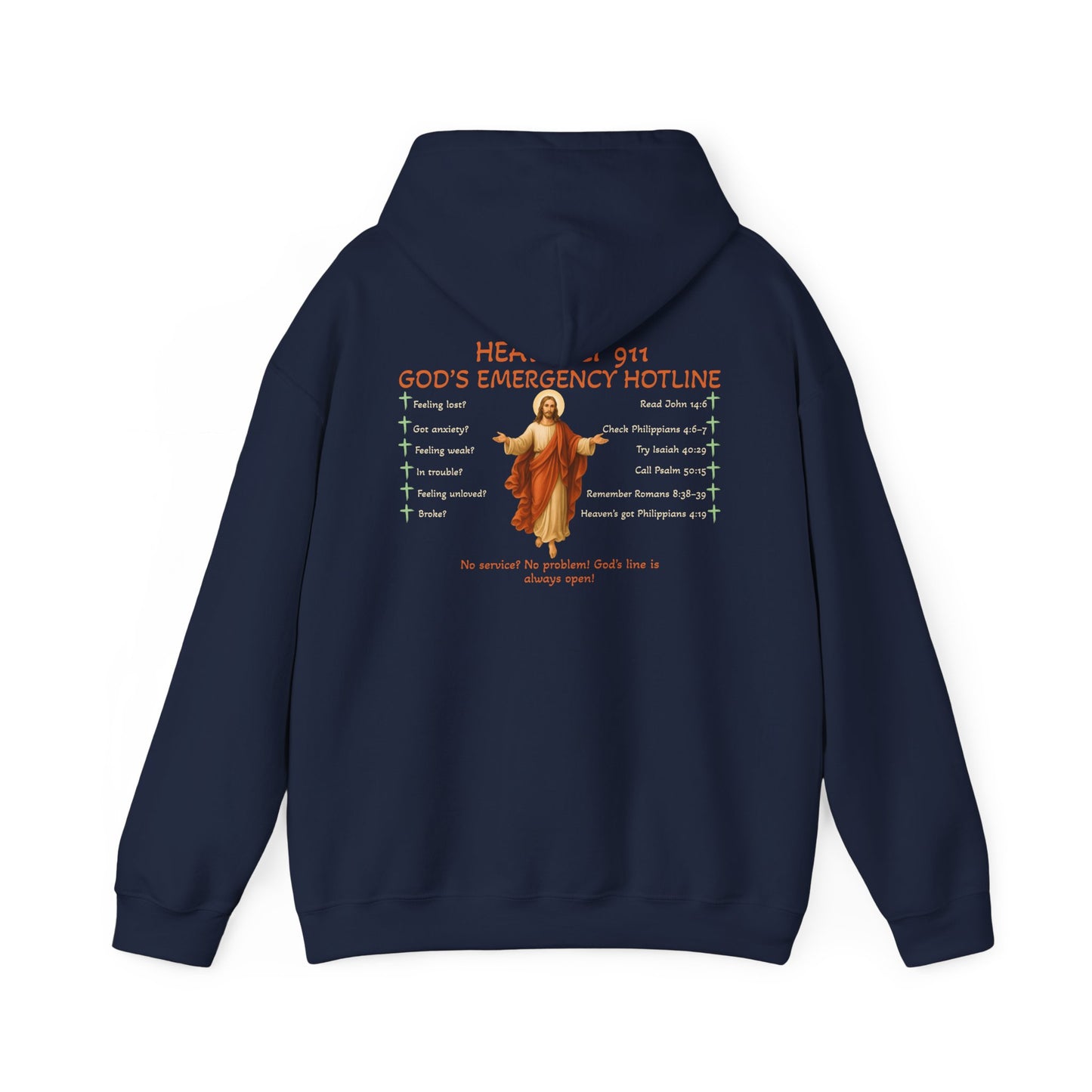 Heavenly 911 Hoodie – God’s Emergency Hotline Christian Bible Verse Pullover