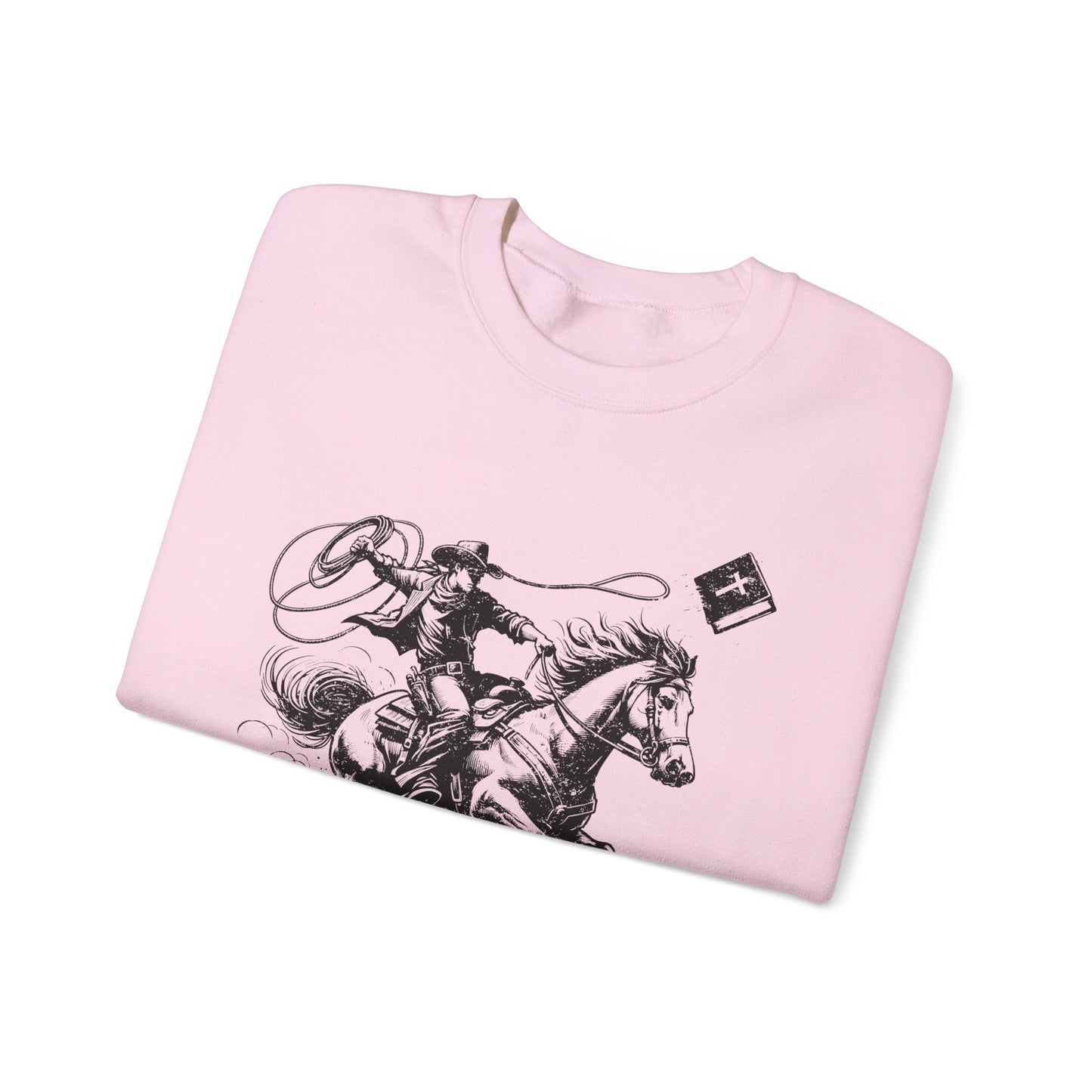 Retro Cowboy Riding Horse Sweatshirt – Christian Scripture Western Rodeo Pullover