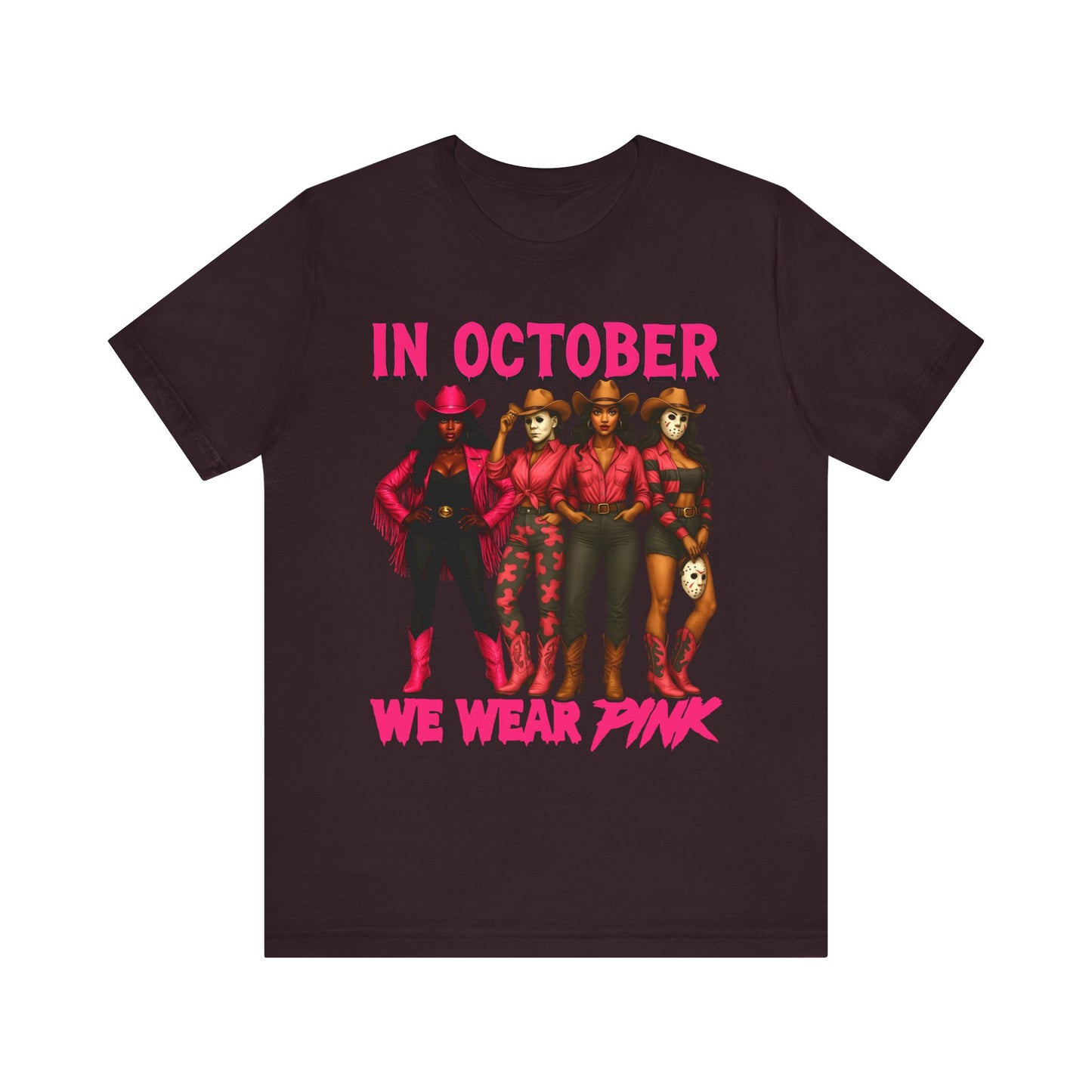 In October We Wear Pink Shirt – Western Cowgirl Squad Halloween Awareness Tee