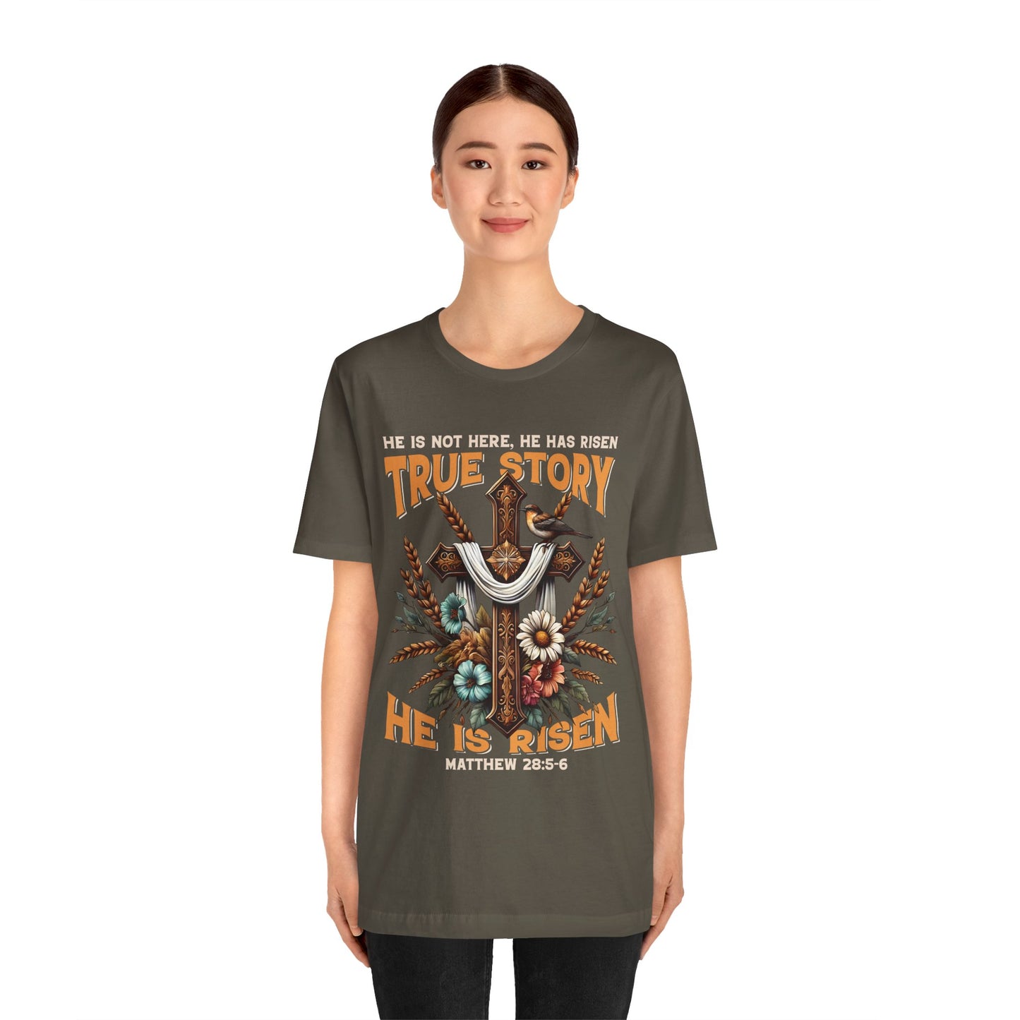 True Story He Is Risen Shirt – Christian Cross Resurrection Faith Graphic Tee