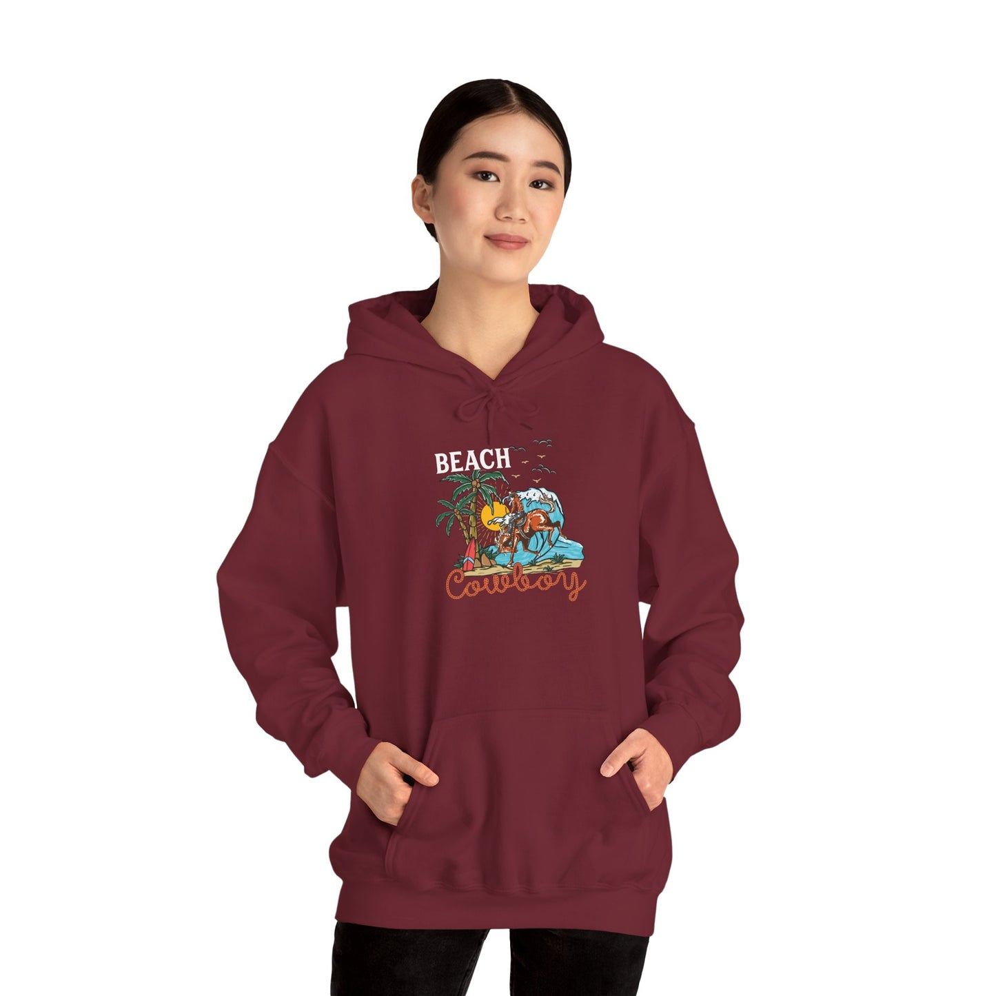 Beach Cowboy Hoodie – Tropical Palm Tree Western Rodeo Texas Pullover