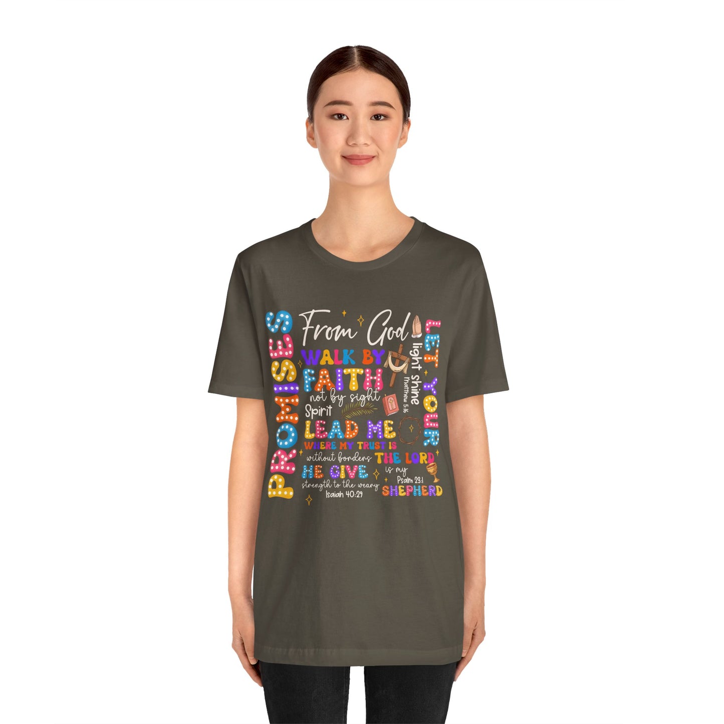 Walk by Faith Not by Sight Shirt – Christian 2 Corinthians 5:7 Groovy Scripture Tee