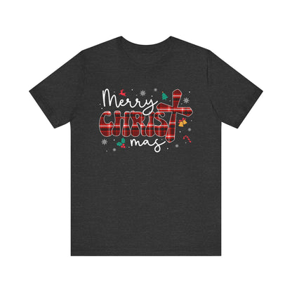 Merry Christmas Cross Shirt – Christian Buffalo Plaid Family Pajama Tee