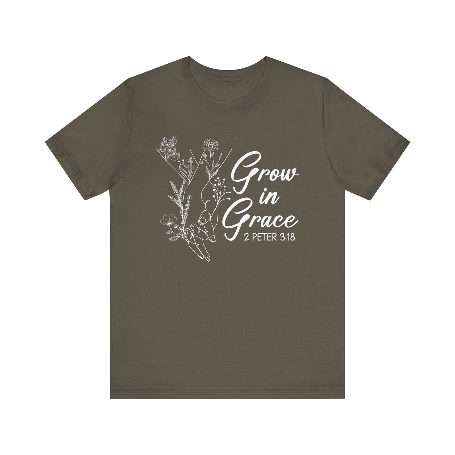 Grow in Grace Shirt – 2 Peter 3:18 Floral Christian Faith Bible Verse Tee
