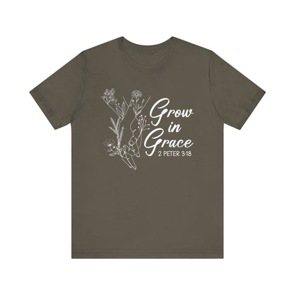 Grow in Grace Shirt – 2 Peter 3:18 Floral Christian Faith Bible Verse Tee