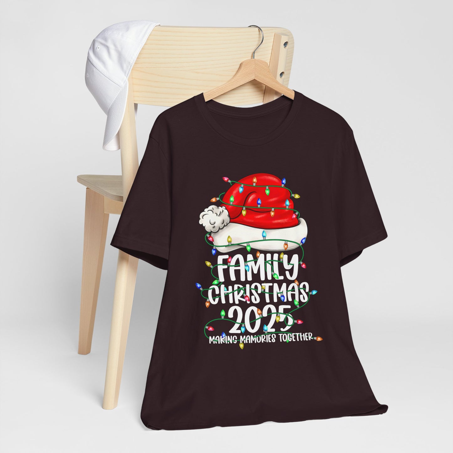 Family Christmas 2025 Shirt – Santa Hat & String Lights Matching Holiday Tee