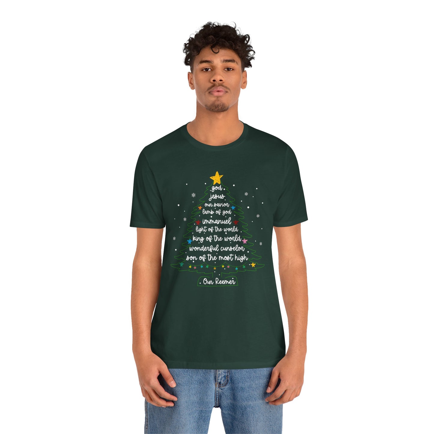 Christian Christmas Tree Sayings Shirt – God Jesus Savior Faith Holiday Tee