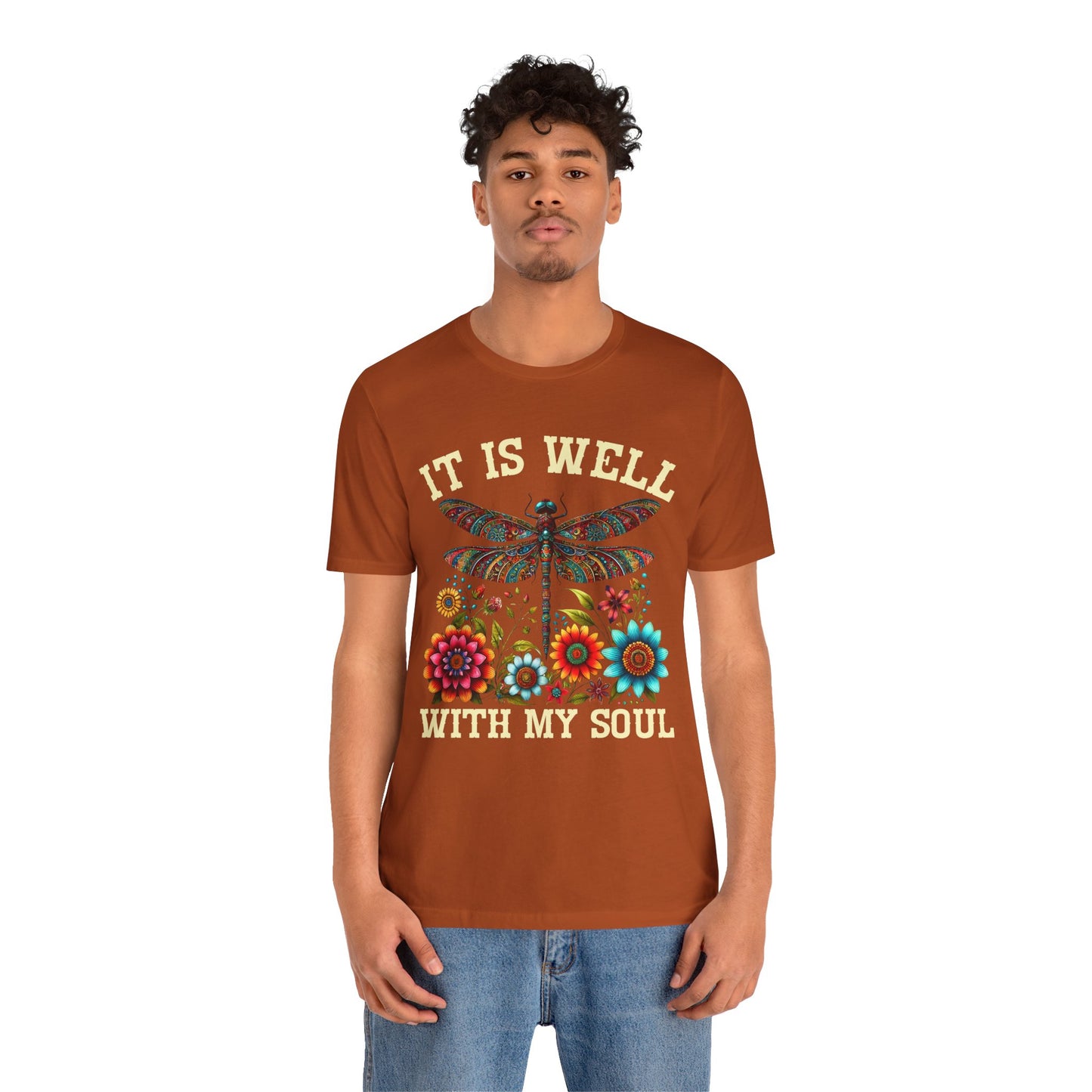 It Is Well With My Soul Shirt – Boho Dragonfly Floral Christian Hymn Faith Tee