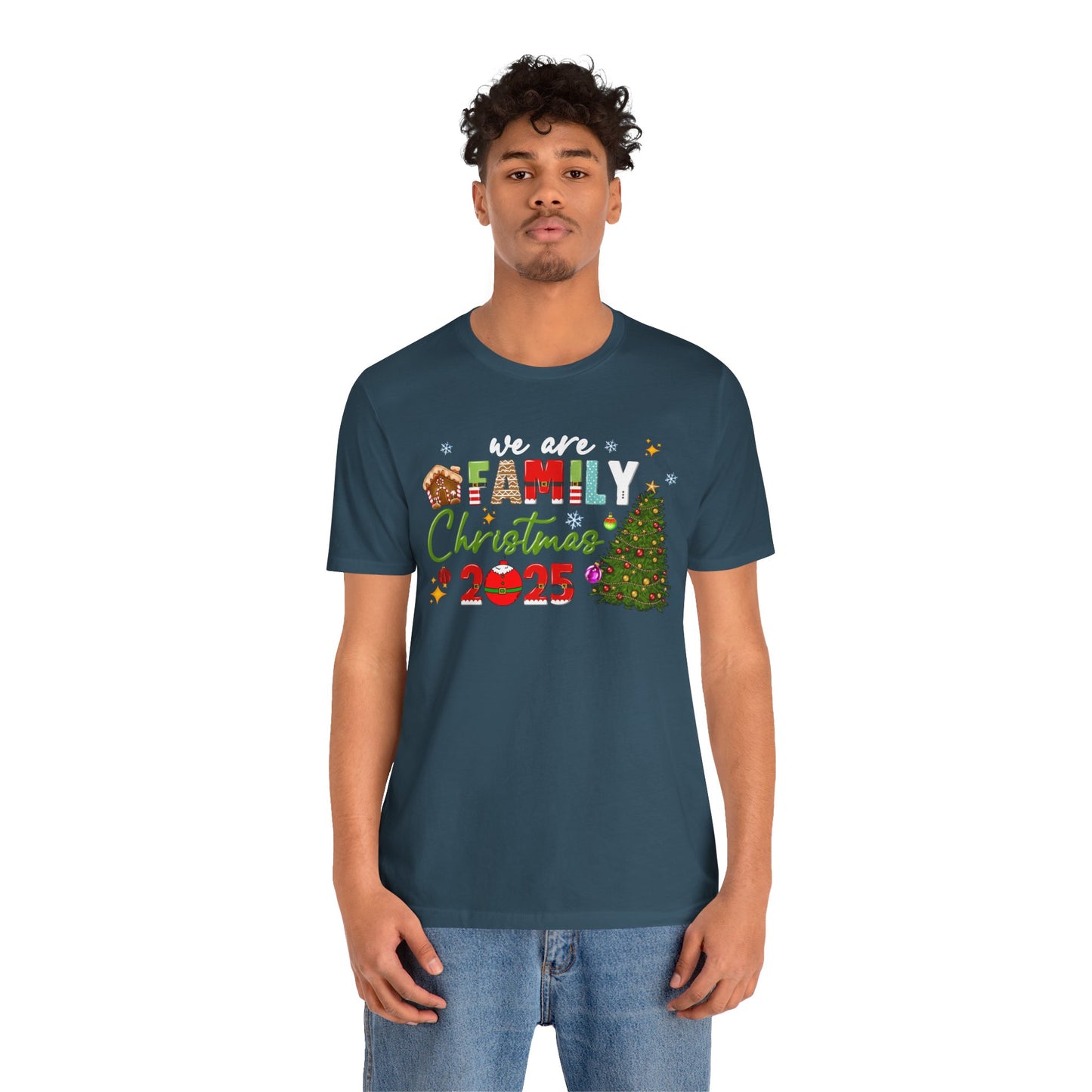 We Are Family Christmas Shirt – Matching Holiday Tee with Christmas Tree Lights