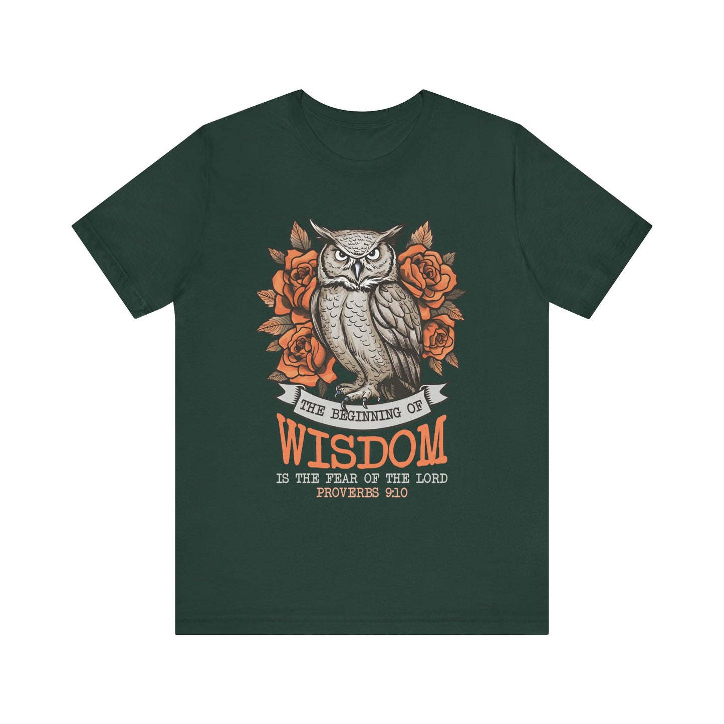 The Beginning of Wisdom Shirt – Boho Owl Flowers Christian Proverbs 9:10 Tee