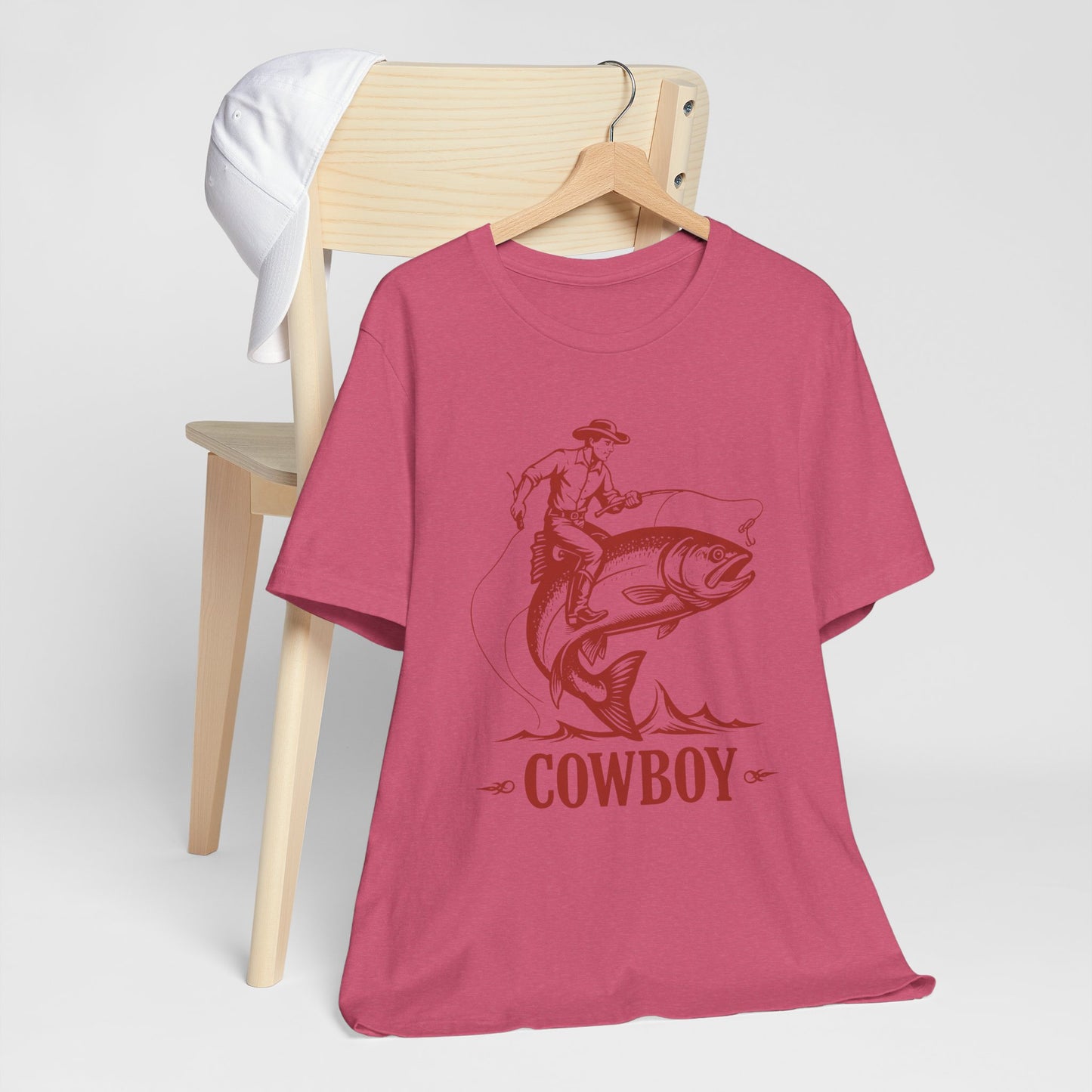 Cowboy Riding a Giant Fish Shirt – Vintage Western Fishing Rodeo Tee