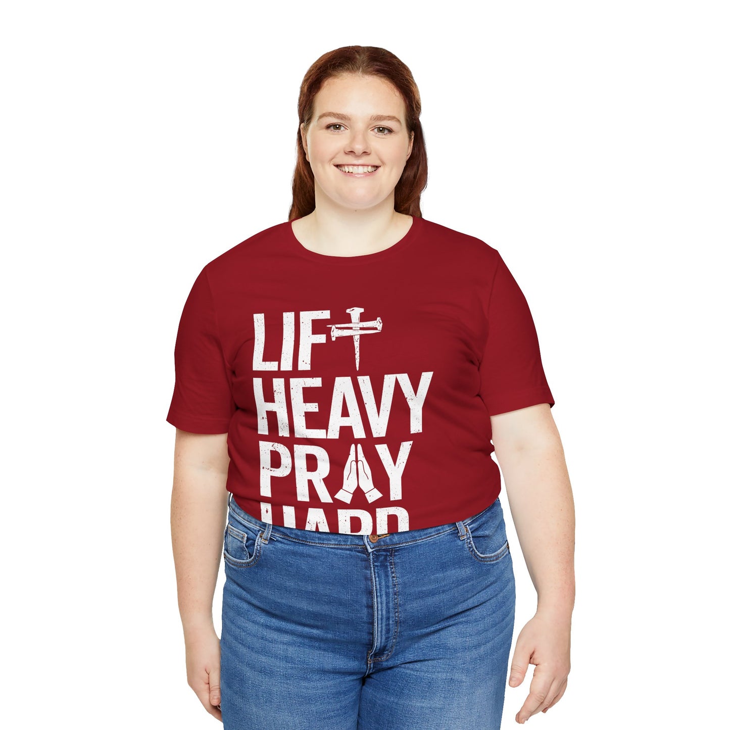 Lift Heavy Pray Hard Cross Nails Trendy Christ Gym Vintage T-Shirt