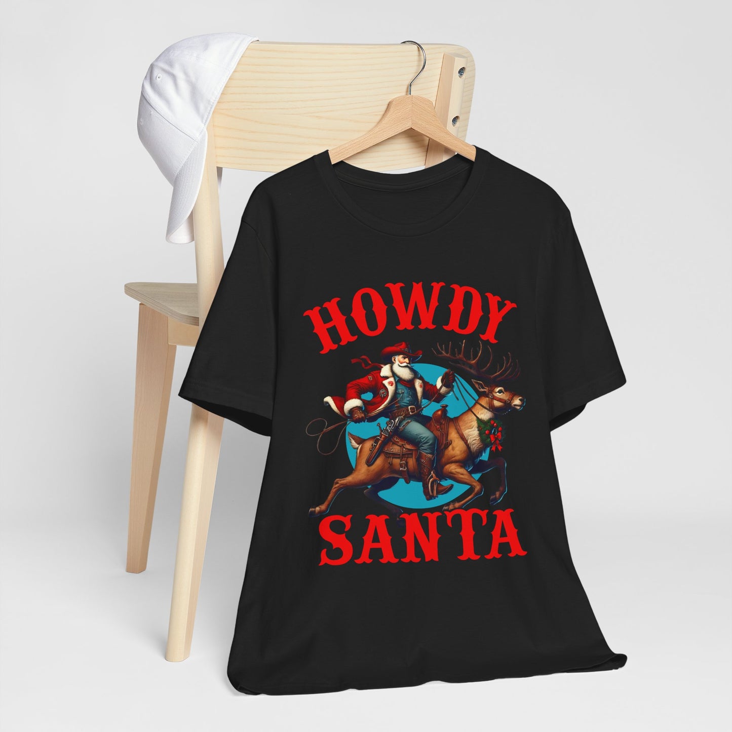 Howdy Santa Shirt – Funny Western Cowboy Riding Reindeer Christmas Rodeo Tee