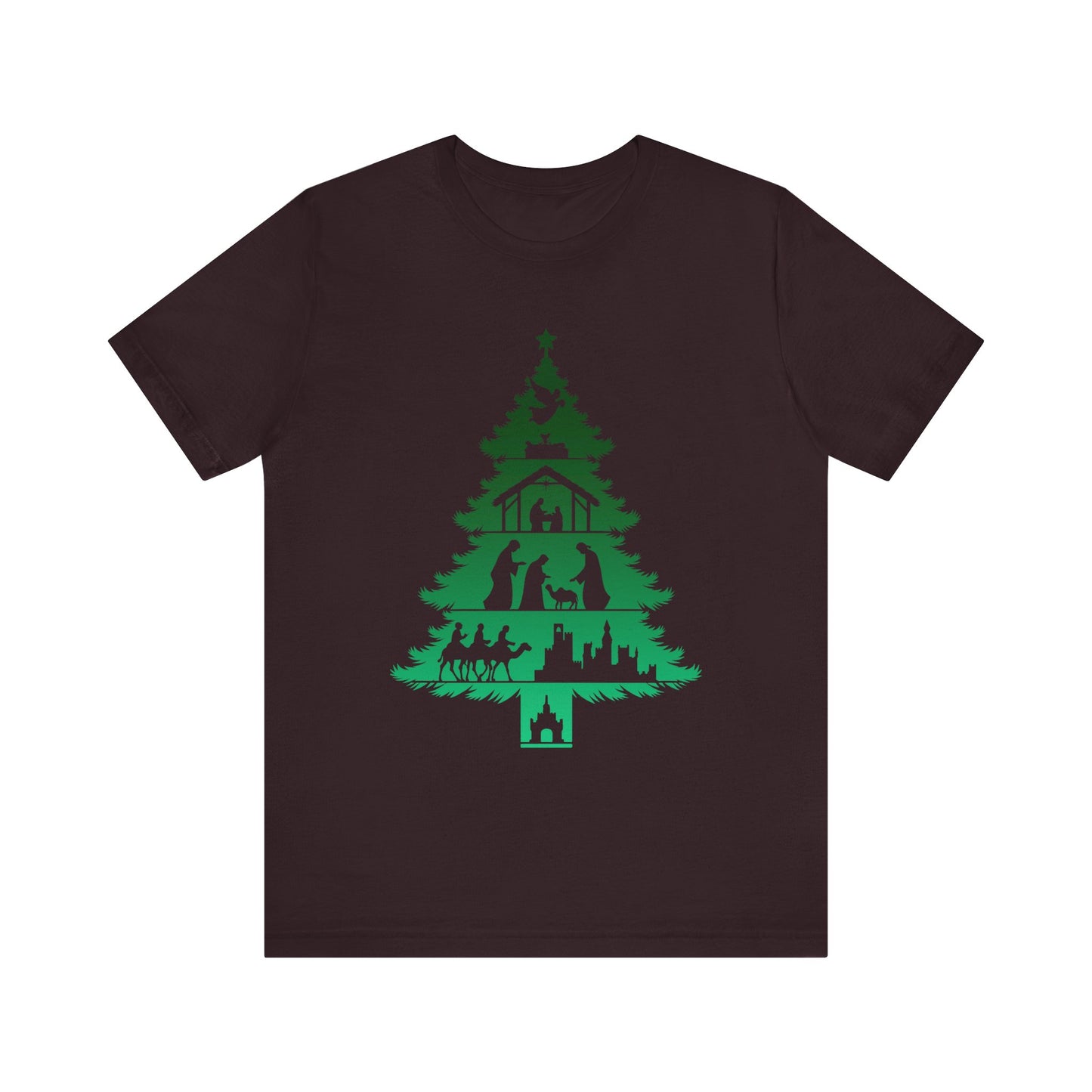 Nativity Christmas Tree Shirt – Christian Faith Holiday Pajama Top Tee