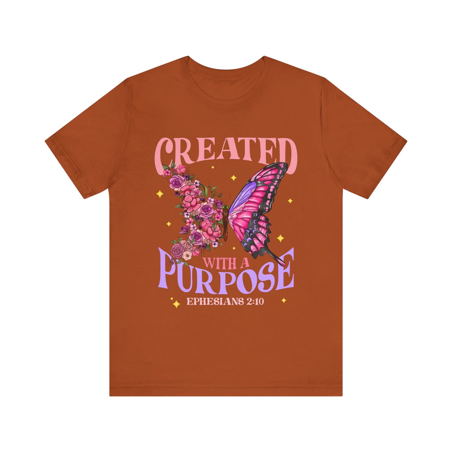 Created With a Purpose Shirt – Christian Butterfly Floral Inspirational Faith Tee