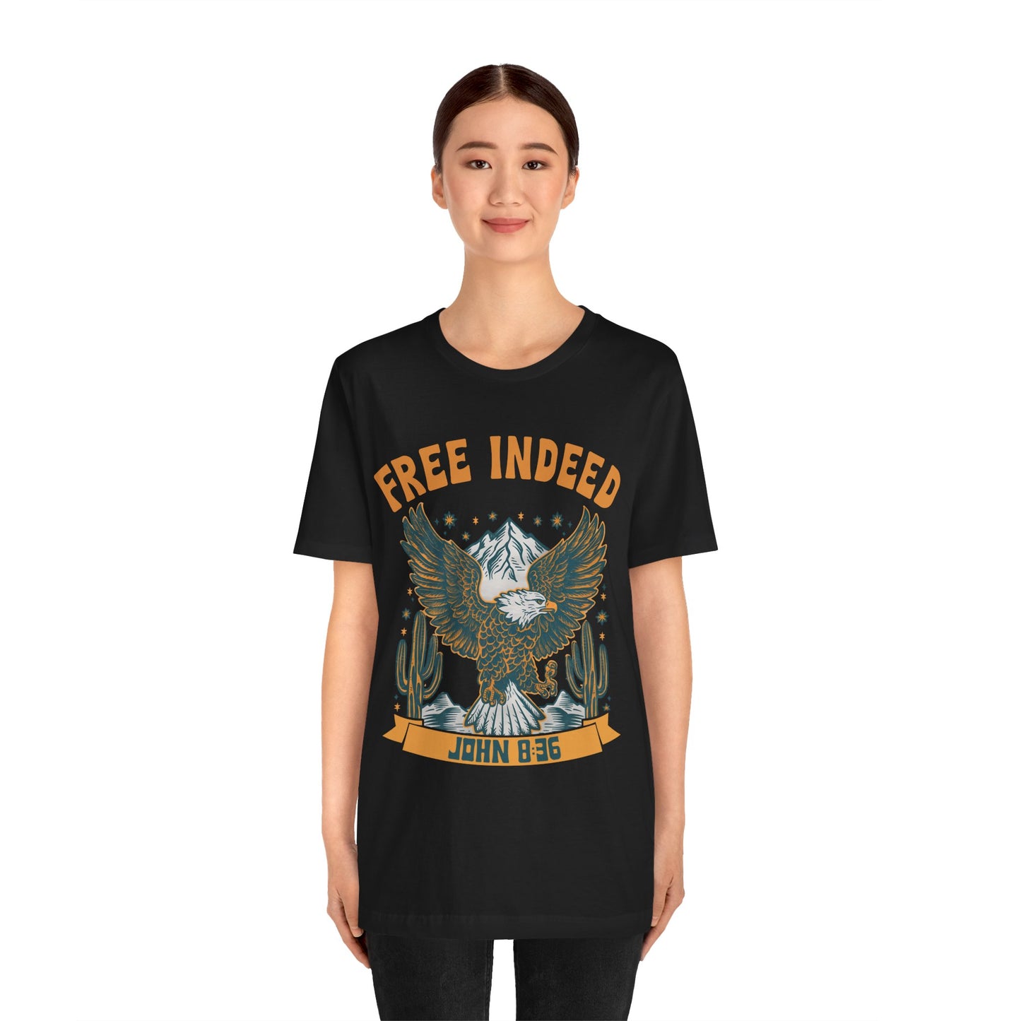 Free Indeed Shirt – Vintage John 8:36 Christian Eagle Bible Prayer Tee