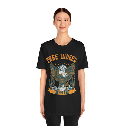 Free Indeed Shirt – Vintage John 8:36 Christian Eagle Bible Prayer Tee