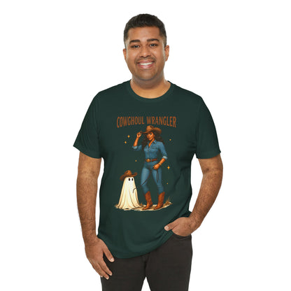 Cowghoul Wrangler Shirt Western Cowgirl Cowboy Ghost Halloween Tee, Spooky Rodeo Fall Outfit