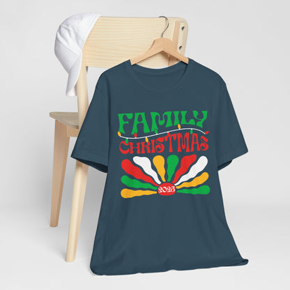 Family Christmas 2025 Shirt – Retro Groovy Matching Holiday Sunburst Tee