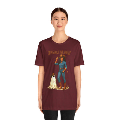 Cowghoul Wrangler Shirt Western Cowgirl Cowboy Ghost Halloween Tee, Spooky Rodeo Fall Outfit