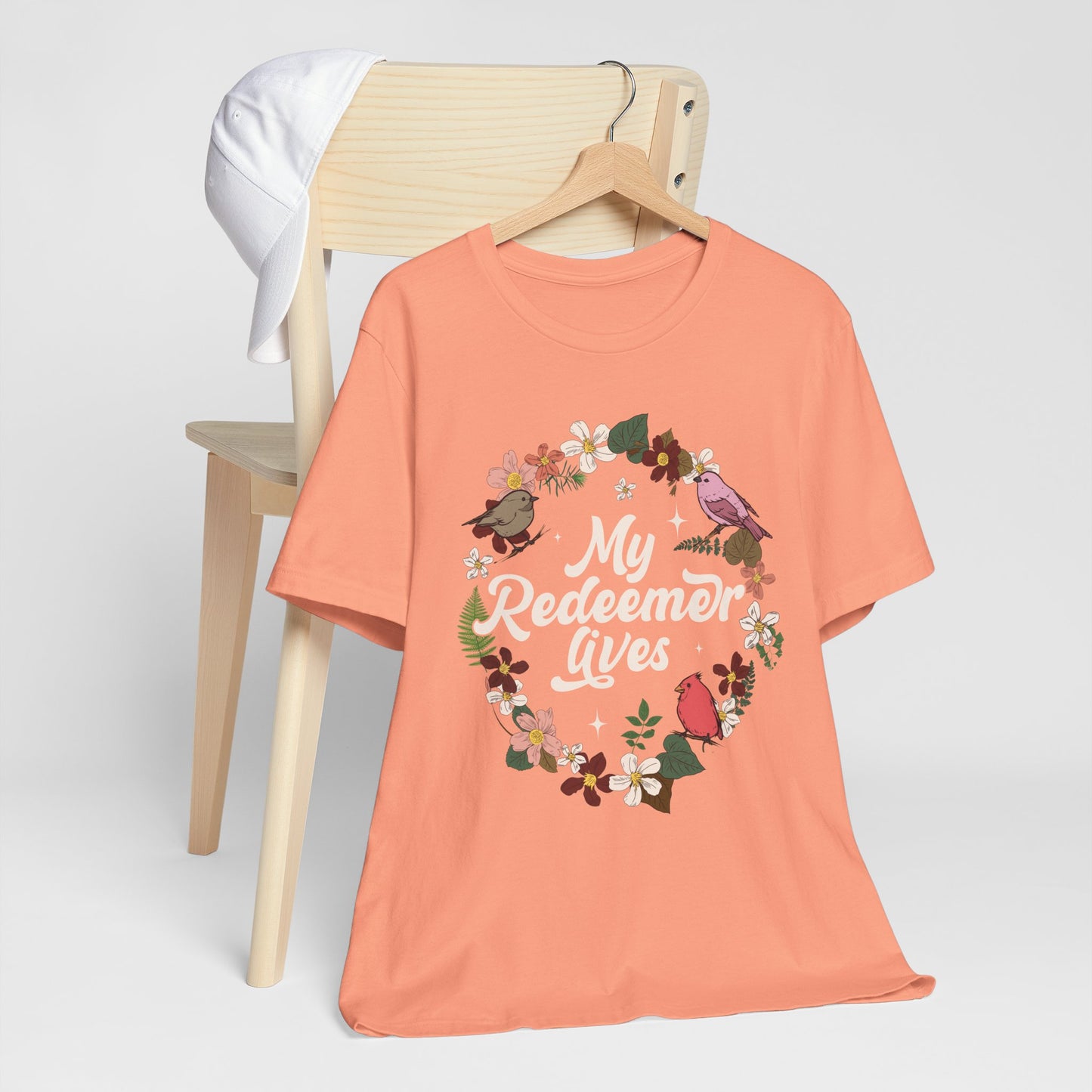 My Redeemer Lives Shirt – Christian Bible Verse Floral Bird Resurrection Tee