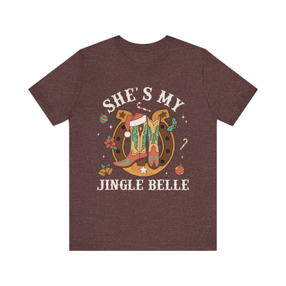 She’s My Jingle Bell Shirt – Cute Western Cowboy Cowgirl Matching Christmas Tee