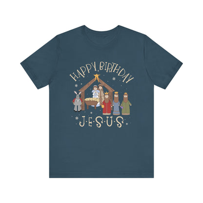 Nativity Happy Birthday Jesus Shirt – Christian Faith-Filled Christmas Tee