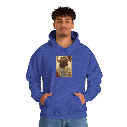 Jesus Is King Hoodie – Western Christian Playing Card Cowboy Retro Pullover