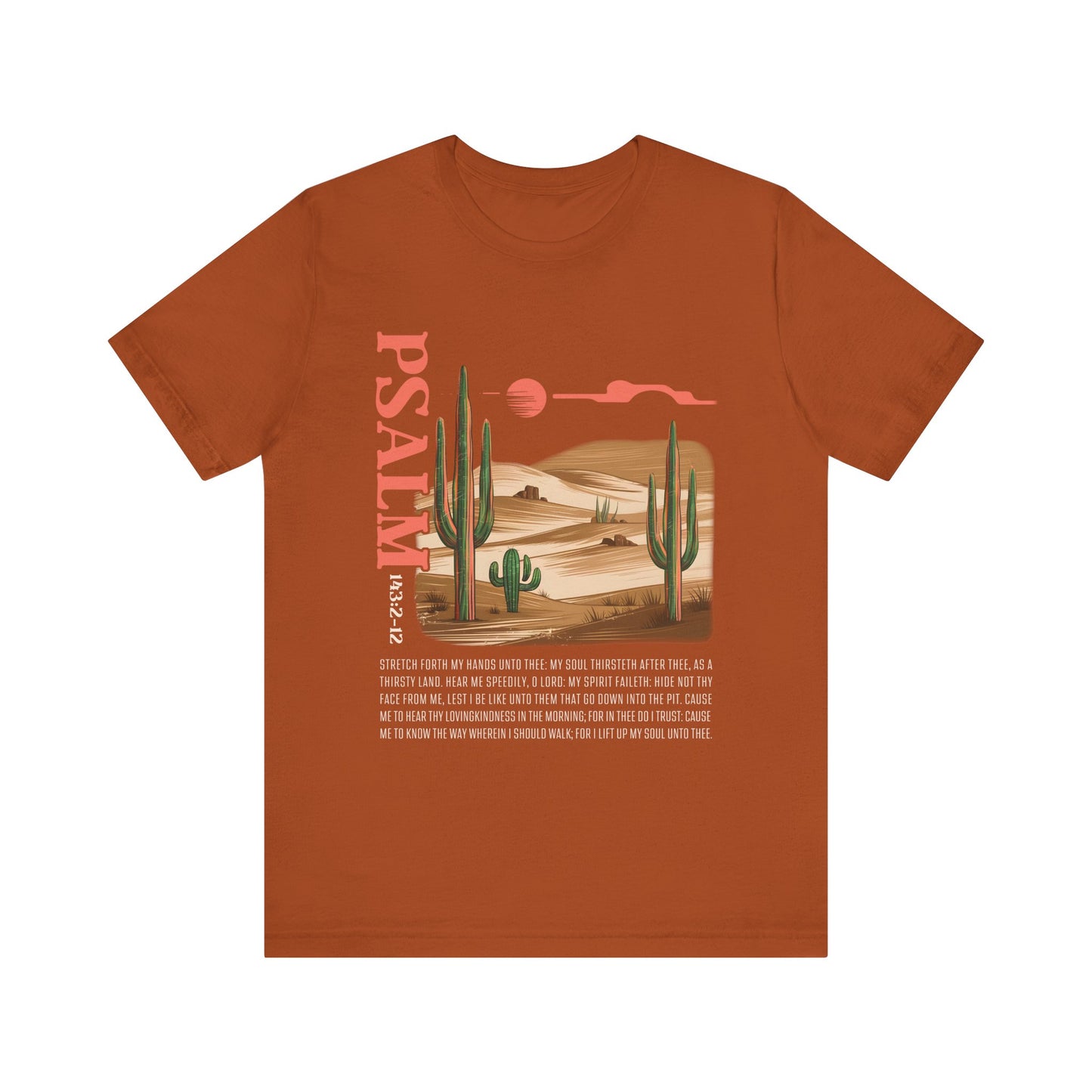 Psalm 143:2–12 Boho Retro Western Christian Howdy Jesus T-Shirt, Desert-Inspired Scripture Tee