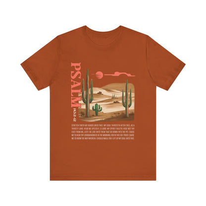 Psalm 143:2–12 Boho Retro Western Christian Howdy Jesus T-Shirt, Desert-Inspired Scripture Tee