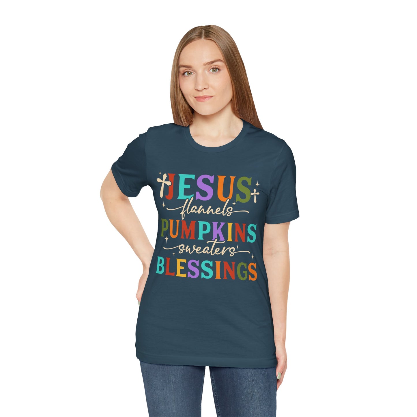 Jesus Flannels Pumpkins & Blessings Shirt – Christian Fall Thanksgiving Tee