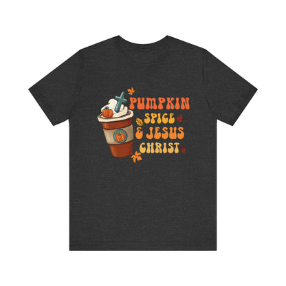 Pumpkin Spice Latte & Jesus Christ Shirt – Groovy Christian Fall Thanksgiving Tee