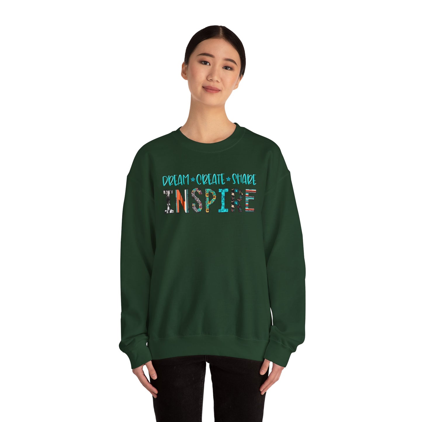 Dream Create Share Inspire Sweatshirt – Motivational Teacher Western Pullover