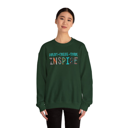 Dream Create Share Inspire Sweatshirt – Motivational Teacher Western Pullover