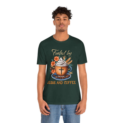 Fueled by Jesus & Coffee Shirt – Christian Faith God Cross Cup Tee