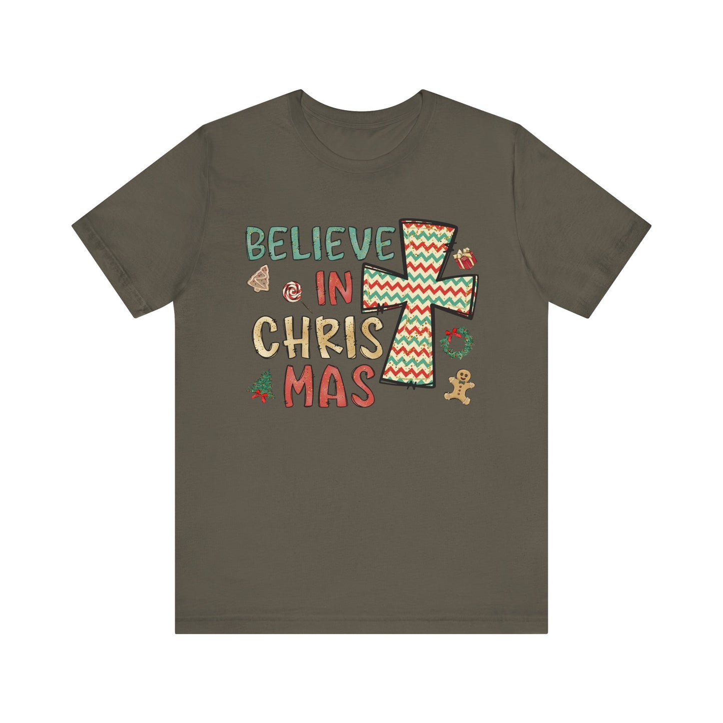 Believe in Christ-Mas Shirt – Retro Christian Jesus Vintage Holiday Faith Tee