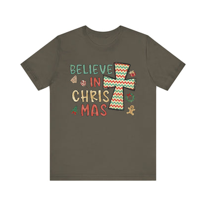 Believe in Christ-Mas Shirt – Retro Christian Jesus Vintage Holiday Faith Tee
