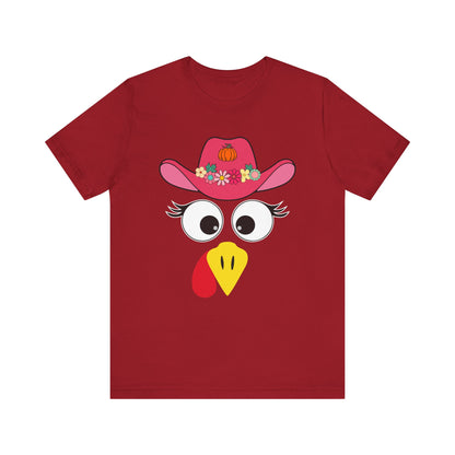 Thanksgiving Matching Couples Shirt Funny Turkey Face Cowboy Cowgirl Tee