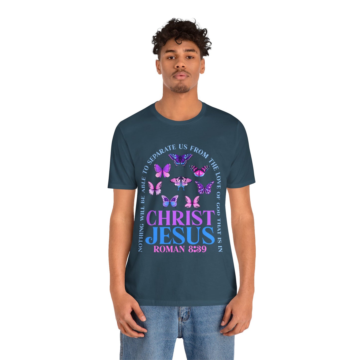 The Love of God in Christ Jesus Shirt – Boho Butterfly Romans 8:39 Faith Tee