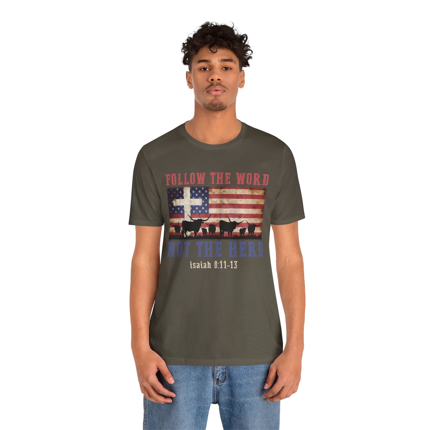 Follow the Word Not the Herd Shirt – Faith US Flag Christian Western Tee
