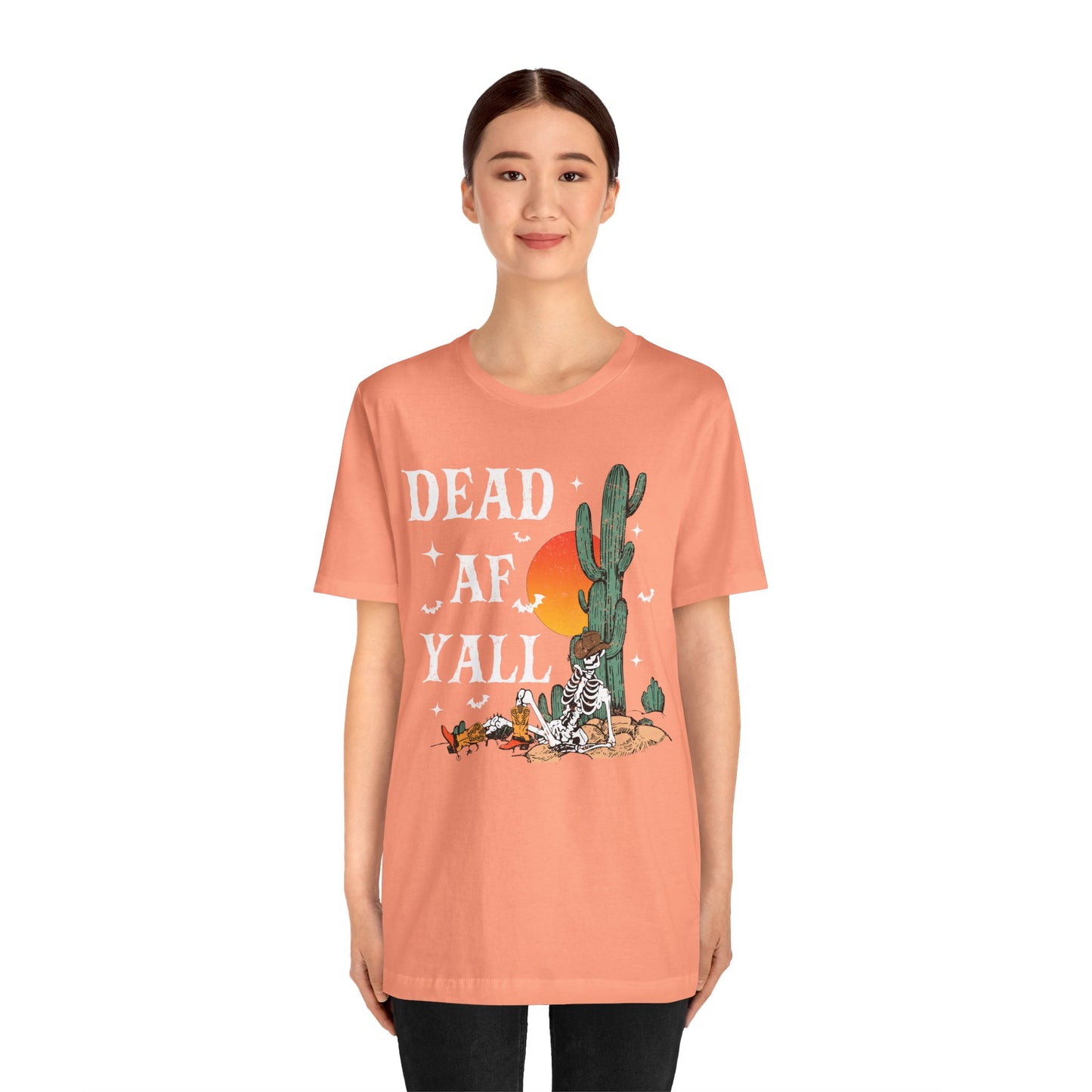 Dead AF Y’all Shirt – Western Skeleton Cowboy Spooky Halloween Tee