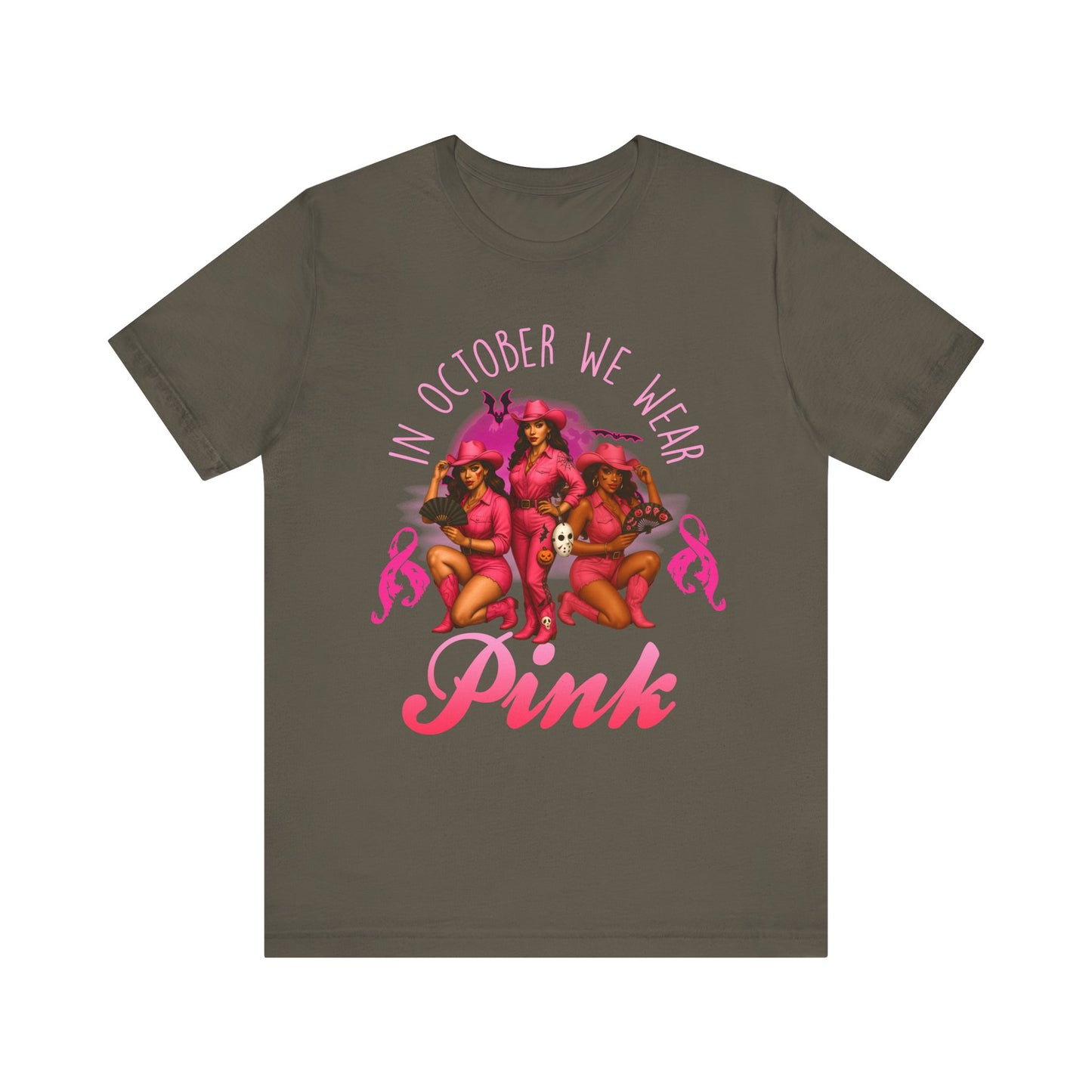 In October We Wear Pink Shirt – Western Cowgirl Breast Cancer Awareness Tee