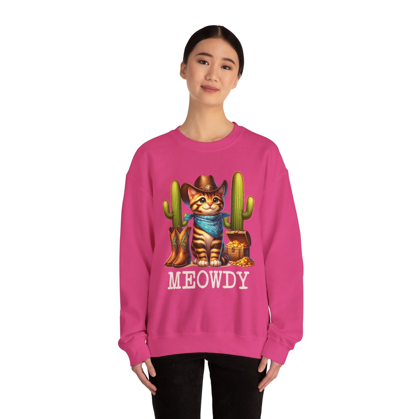 Meowdy Cowboy Cat Sweatshirt – Western Howdy Southern Country Cactus Pullover