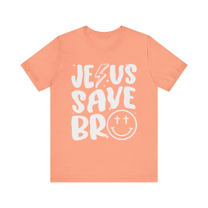 Jesus Saves Bro Shirt – Funny Retro Christian Cross Christmas Faith Tee